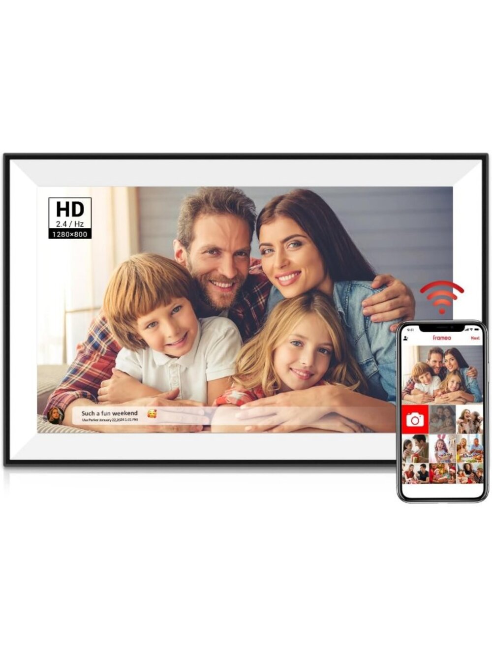 10.1" WiFi Digital Photo Frame with Touch Screen, 32GB, Auto-Rotate, Perfect